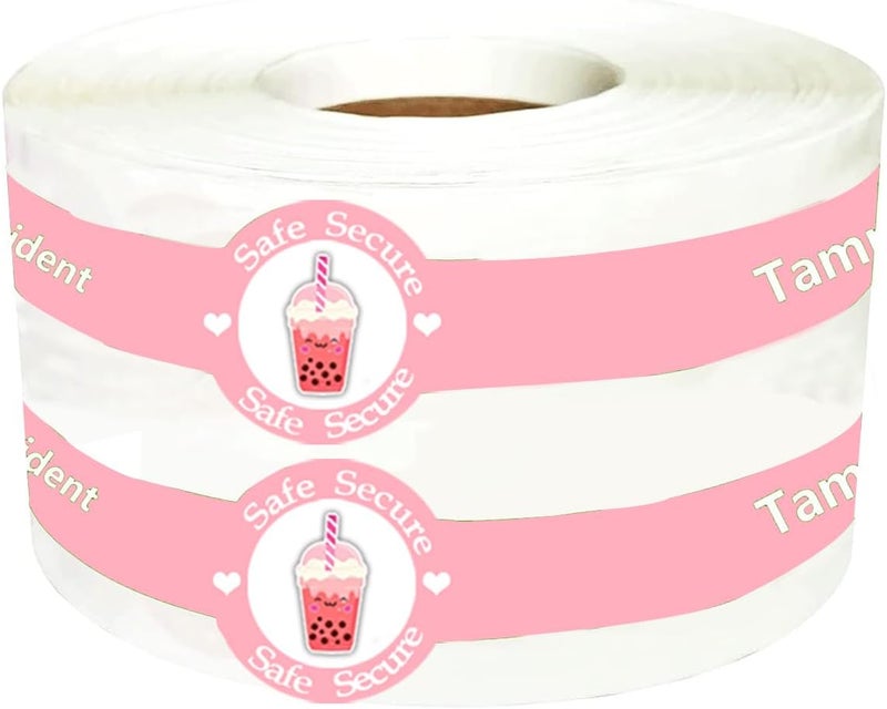 Top label 500 Pcs Safe Secure Tamper Evident Seals Stickers for Drink Lids,1" x 9" Tamper Proof Sticker,Food Delivery Stickers Sealed for Freshness Labels Drink Food Coffee Milk Tea Ice Cream Seal Sticker - Image 1